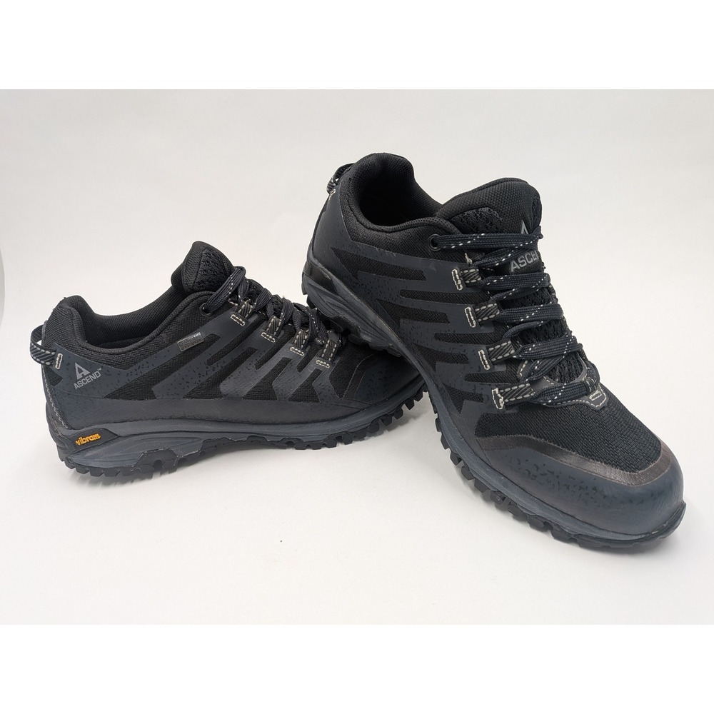 Ascend Approach II Mens Size 8.5 Black Waterproof Hiking Trail Shoes Vibram Sole